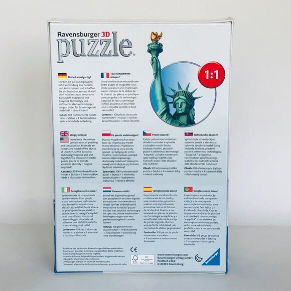 New sealed Ravensburger  3D Puzzle  - Statue Of Liberty 108 Piece - Picture 10 of 13